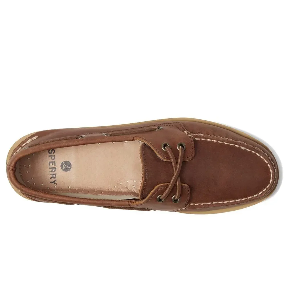 SPERRY MEN'S AUTHENTIC ORIGINAL 2-EYE DOUBLE SOLE BOAT SHOE, DARK TAN, 10 W